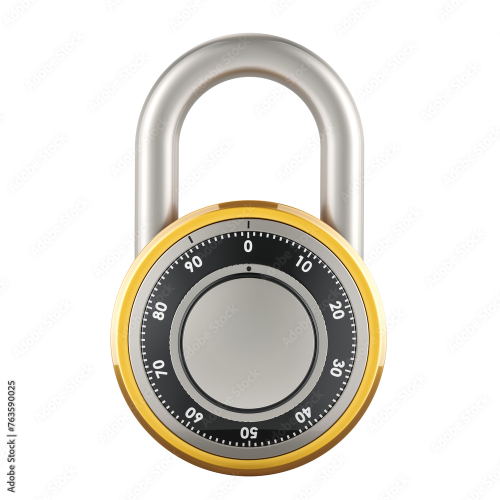 Aufkleber dial combination padlock, 3d rendering isolated on transparent background