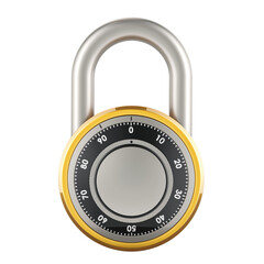 Dial Combination Padlock, 3D rendering isolated on transparent background