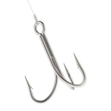 Fishing treble hook, 3D rendering isolated on transparent background