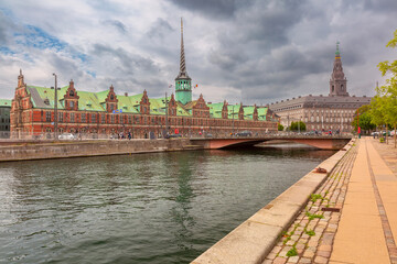 The Old Stock Exchange Boersen and Christiansborg Palace, Copenhagen, Denmark - 763590232