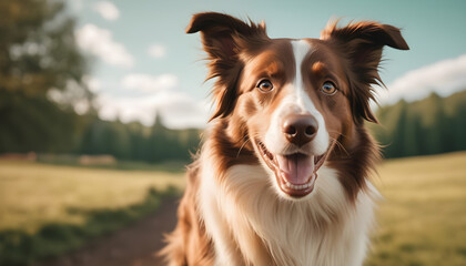 border collie dog with a smile - obrazy, fototapety, plakaty