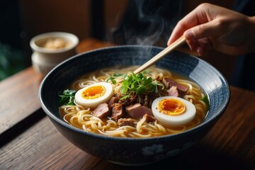 Ramen japonais servi sur table au japon