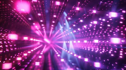 3d render visual laser cube disco lights with abstract digital geometric background. AI generated