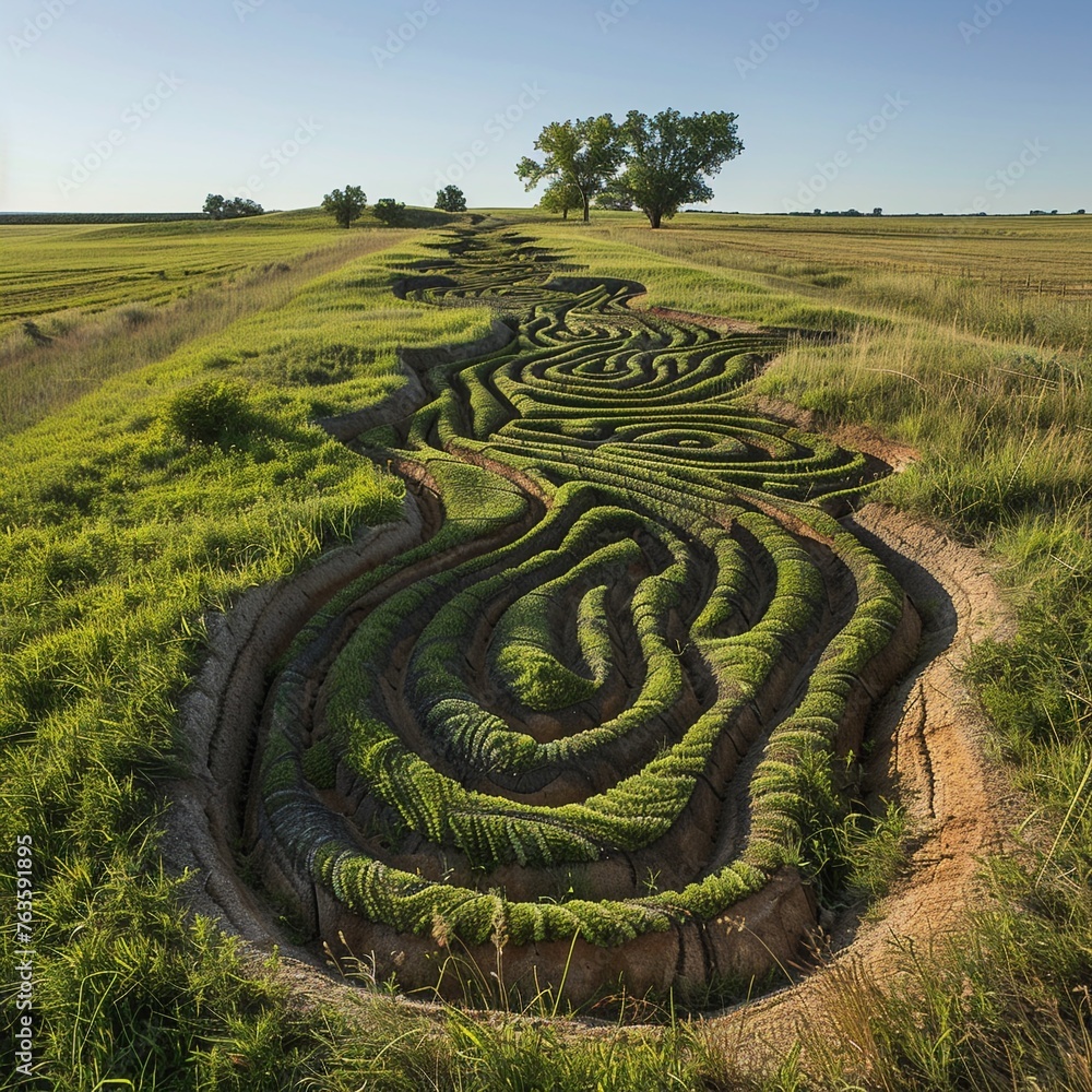 Poster elevate the beauty of land art with a tilted angle view that adds depth and intrigue experiment with