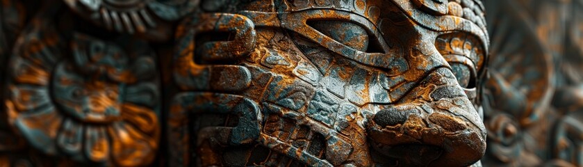 Illuminate the past with a captivating close-up shot that brings ancient textures and materials to life Showcase the richness and complexity of history through a lens of curiosity and reverence - obrazy, fototapety, plakaty