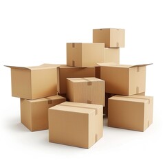 Cardboard boxes with stuff indoors, space for text.