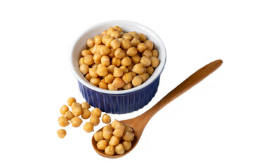 Boiled chickpea on the white background