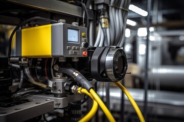 Fototapeta premium High-tech industrial sensor at work in a large-scale factory setting to ensure optimal production