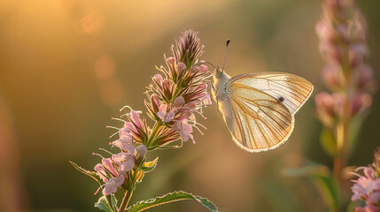 Butterfly on flower, pollination moment, crisp wing patterns - obrazy, fototapety, plakaty