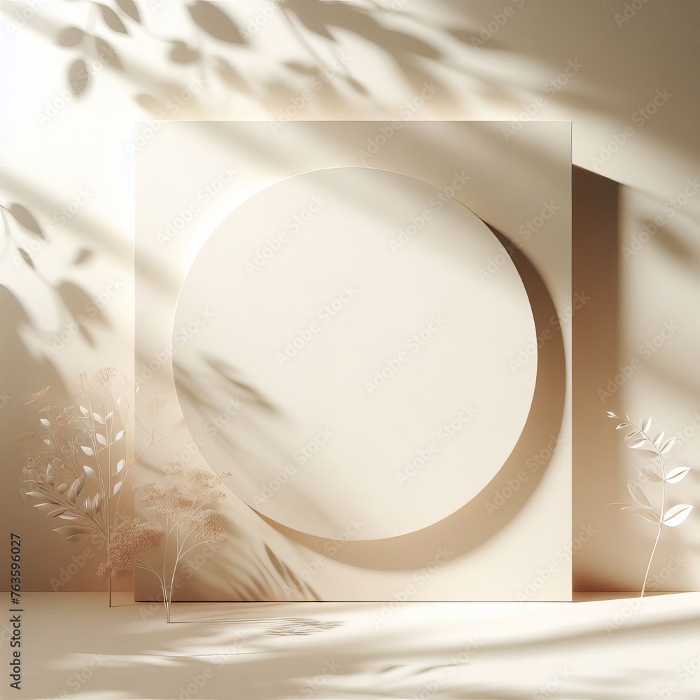 Poster delicate botanicals are highlighted by the soft play of shadows and light in a minimalist setting, e