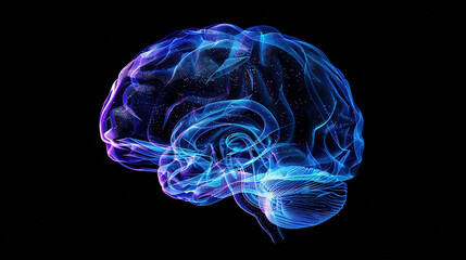 Enhanced cerebral cortex, detailed lobes of the brain, neural efficiency, brainwave activity - obrazy, fototapety, plakaty