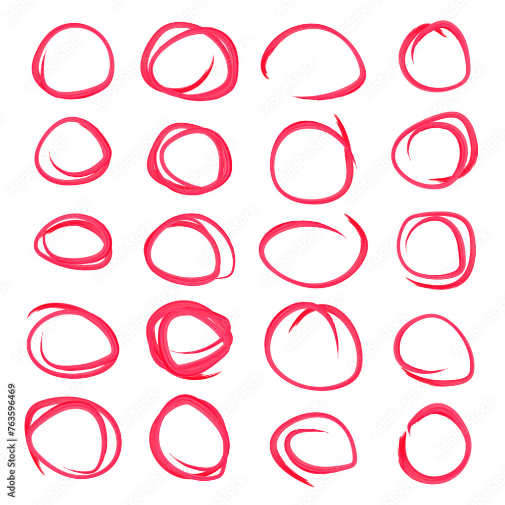 Poster hand drawn red marker round frame. hand drawn marker stroke style doodle red circle frame. scribble 
