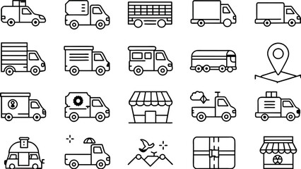 Delivery track logo, Merchandise icon in flat style
