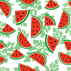 Seamless pattern with watermelon on a white background