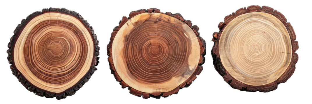 set of variations of slice wood round png