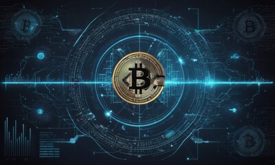 A representation of Bitcoin interlaced with cybernetic circuits and data flow. This image symbolizes the interconnected nature of digital currencies. AI generation