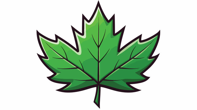 maple leaf green sign canadian outline flat cartoon