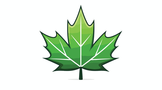 maple leaf green sign canadian outline flat cartoon