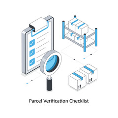 Parcel Verification Checklist isometric stock illustration. Eps 10 File stock illustration.