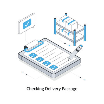 Checking Delivery Package isometric stock illustration. Eps 10 File stock illustration.