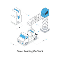 Parcel Loading On Truck isometric stock illustration. Eps 10 File stock illustration.