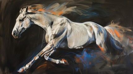 Obraz na płótnie Canvas Dynamic Equine Art, Abstract Brush Strokes on Canvas Horse