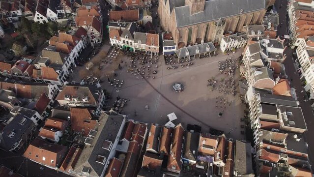 Aerial video over the city of Amersfoort Netherlands