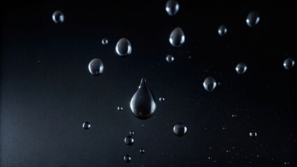 close up rain drops on black background