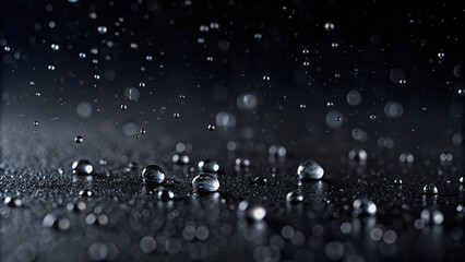 close up rain drops on black background - obrazy, fototapety, plakaty