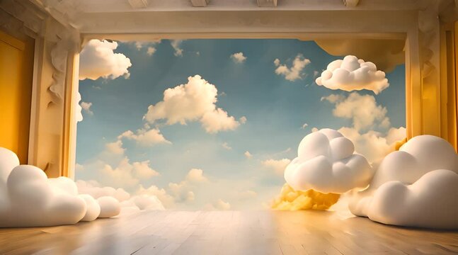 Cloudscape Haven - Fantasy Concept: Room Filled with Clouds