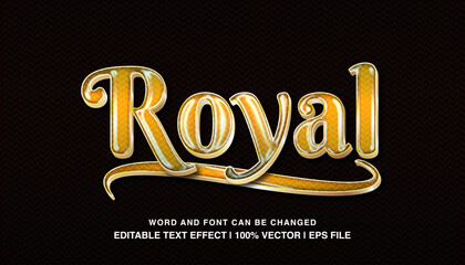 Royal editable text effect template, golden glossy luxury style typeface, premium vector