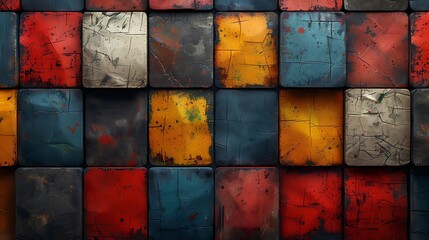 Square colorful wood vintage background AI image Generative