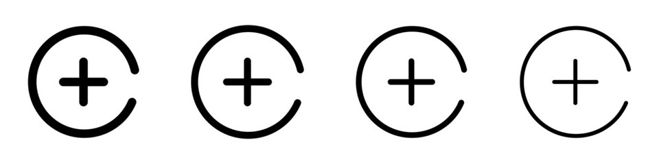 Plus button icons, add music vector icons