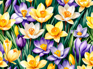 Background illustration with colorful spring flowers