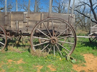 Fototapeta na wymiar Old Wagon at Ft. Phantom in Jones County TX not far from Abilfene, TX
