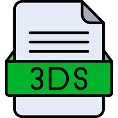 3DS File Format Vector Icon Design