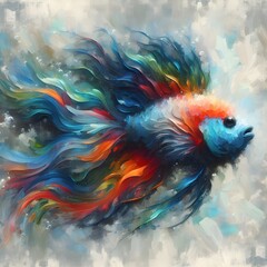 A fish painting style image.

