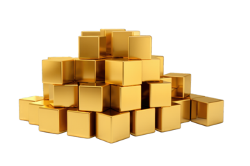 gold cubes PNG Transparent white background