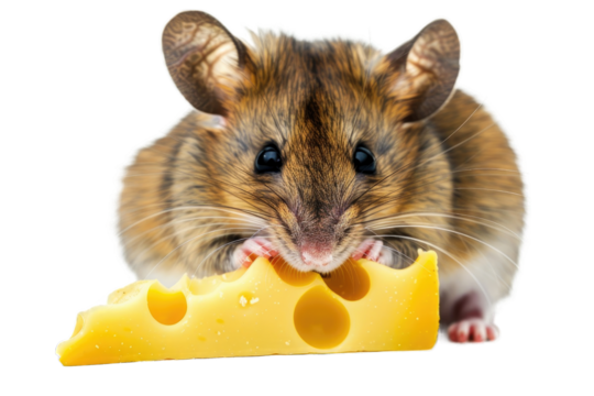 mouse eat cheese PNG Transparent white background