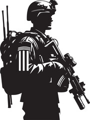 USA Soldier Army Silhouette Vector Illustration