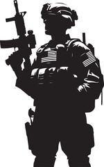 USA Soldier Army Silhouette Vector Illustration