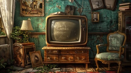 Old vintage television.generated AI.