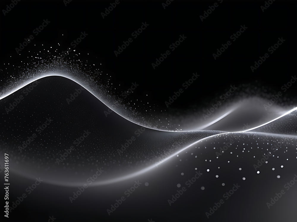 Wall mural Abstract green background Gradient color wave of particles Technology Carbon line black background black, texture, abstract, grey, wallpaper, design, dark, pattern. ai