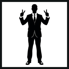 Obraz premium Businessman Silhouette with Peace Signs clipart