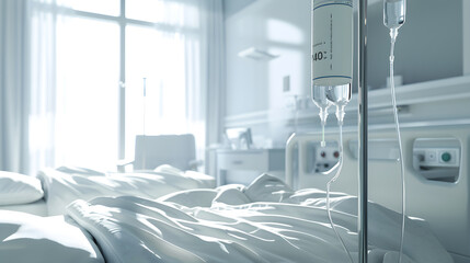 Sterile Hospital Room with An Intravenous (IV) Stand: A Beacon of Silent Healing and Recovery - obrazy, fototapety, plakaty
