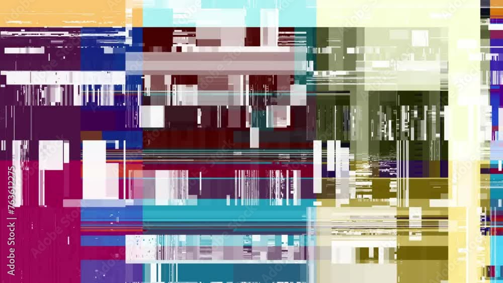 Poster seamless loop collage with glitch effect slideshow background
