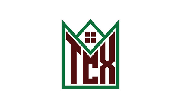 TCX initial letter real estate builders logo design vector. construction, housing, home marker, property, building, apartment, flat, compartment, business, corporate, house rent, rental, commercial