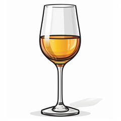 A glass of wine is shown in a tall, thin glass