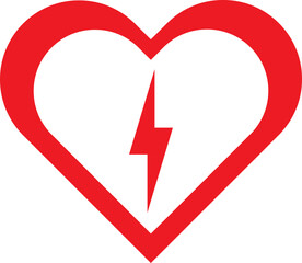 Illustration of heart with lightning in the center - obrazy, fototapety, plakaty
