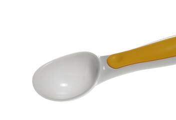 Plastic ice cream spoon isolated on white